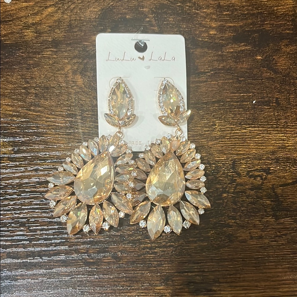 Gold Crystal Drop Earrings